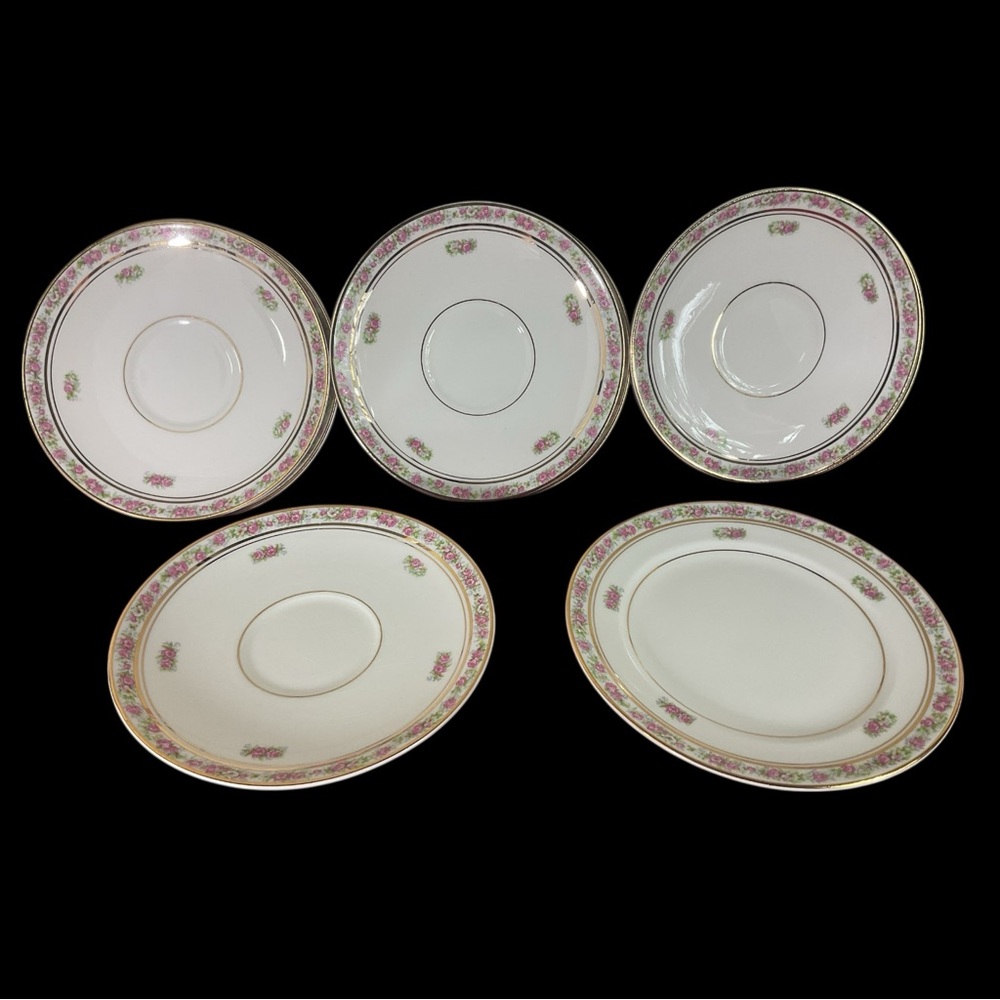 St. Regis Pattern by Pope Gosser, USA Lot of 8 Saucers + Bread & Butter Plate